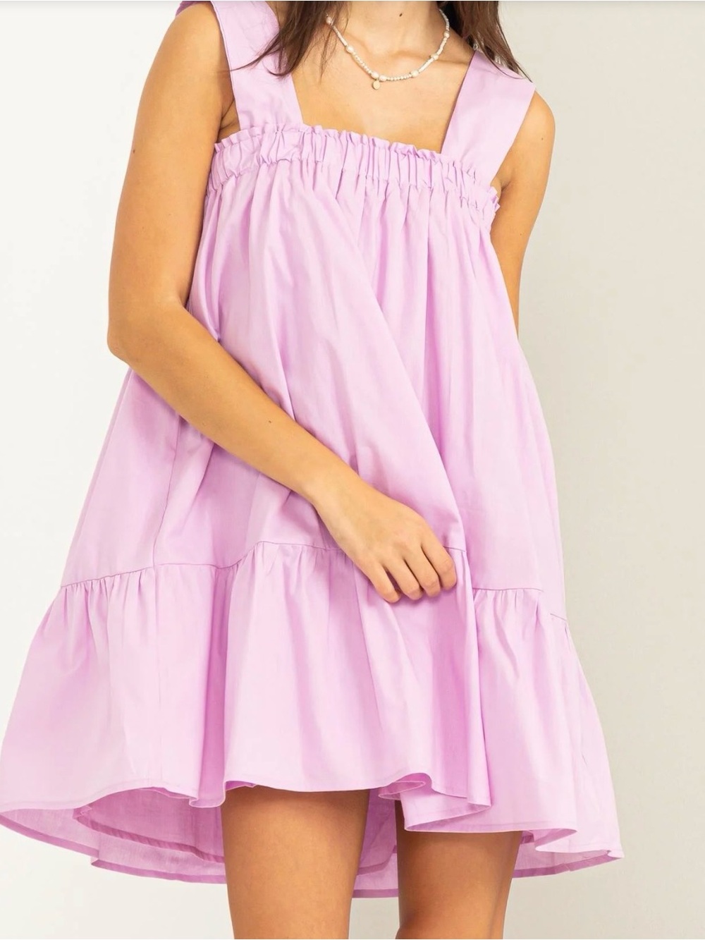 Rosewater Remi Lavender Smocked Sundress with tie detail on the back